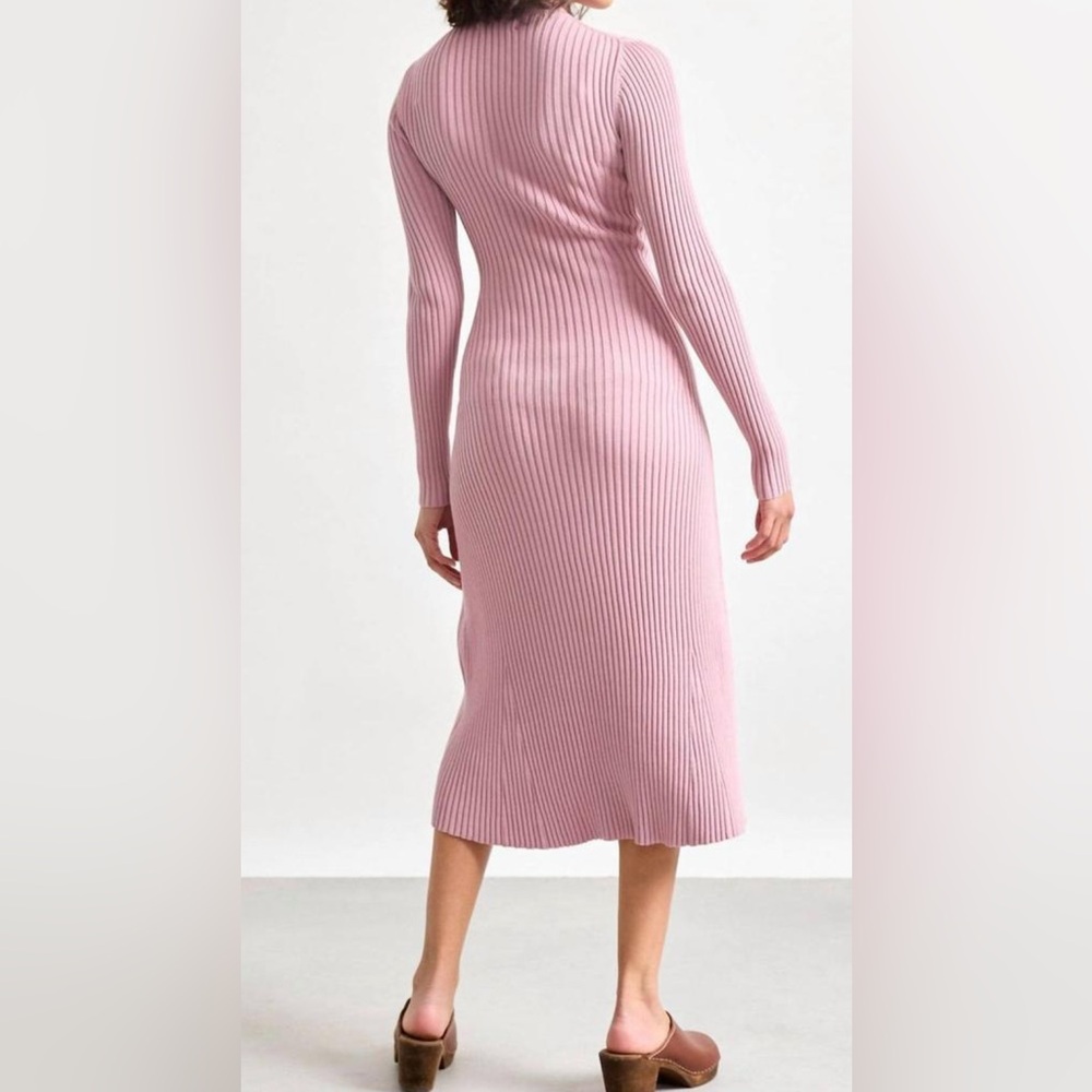 Pink Ribbed Maternity Dress - Picture 4 of 5